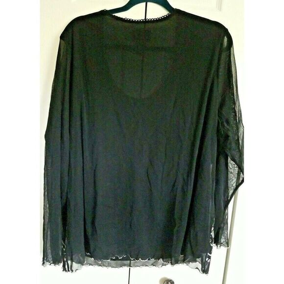 Lane Bryant 22/24 Embroidered Lace Top Black with Under Layer Crepe Overlayment - Picture 5 of 5